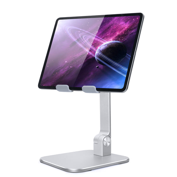 Elitehood Aluminum iPad Stand, Adjustable iPad Stand Holder for Desk, Desktop Tablet Stand Dock for iPad Pro 12.9 11, iPad Air Mini 4 5 and More 4-13.5 inches Tablets, Silver