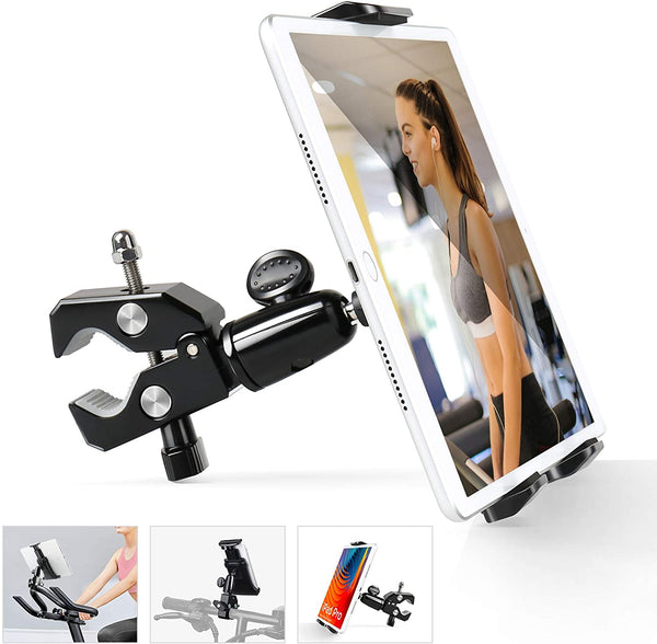 Elitehood iPad Mount, iPad Holder for Exercise Bike & Treadmill Tablet Holder for iPad, iPad Air, Mini, iPad Pro 11/10.5/9.7, iPhone and 4-12’’ Tablet & Smartphone, Handlebar Diameter: ⌀ 0.7 - 1.5"